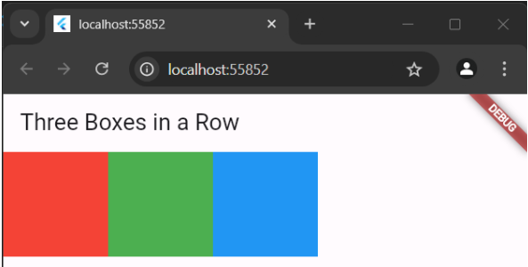 Flutter Row Example Output